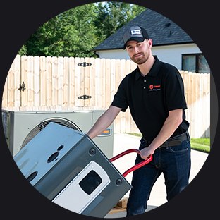 Stedfast technician delivering a new HVAC unit